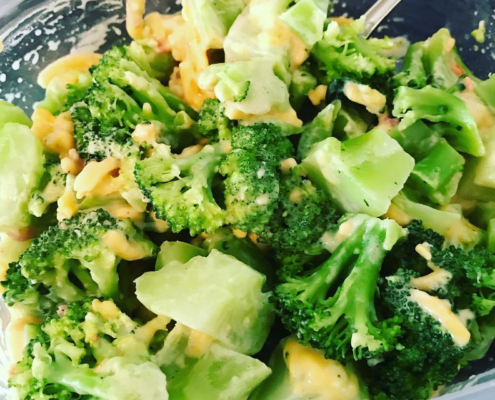 broccoi and pimento cheese
