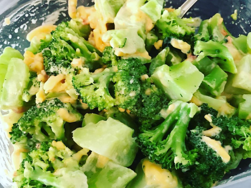 broccoi and pimento cheese