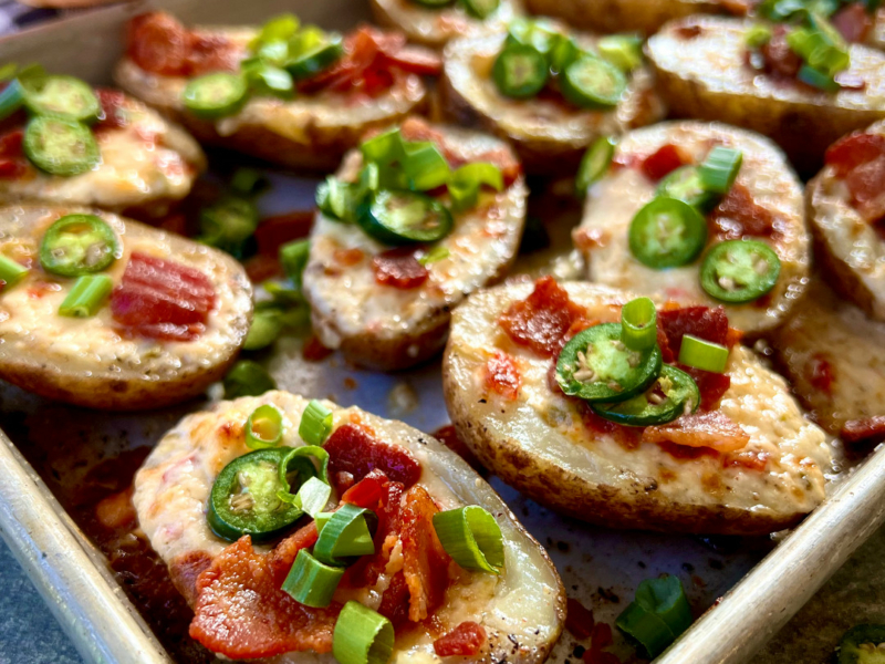 Cheesy Bacon and Jalapeños Potato Skins